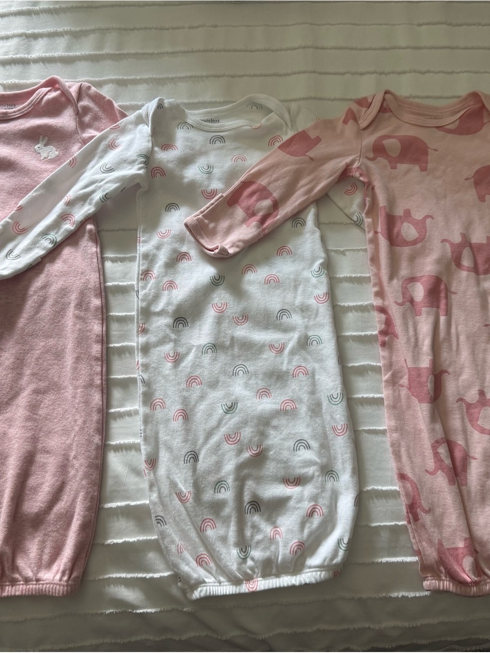 Pink & White Rainbow Baby Sleep Gowns - Soft Cotton Kids Pajamas